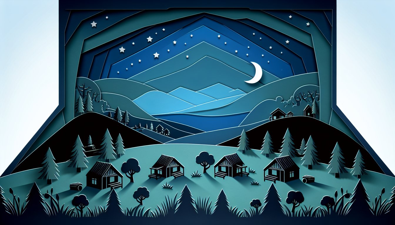 Paper art illustration for Percy Jackson cabin quiz on a dark blue background