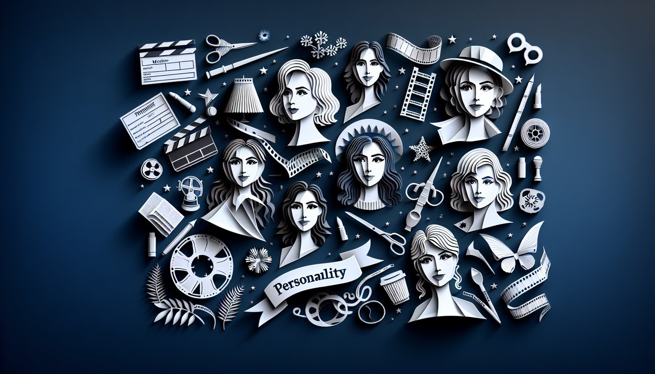 Paper art illustration for a personality quiz matching users to Emma Watson characters on a dark blue background.