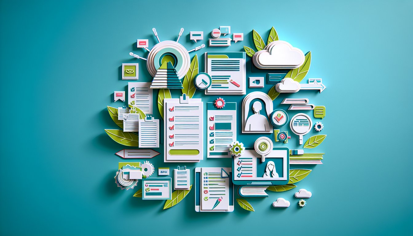Paper art quiz illustration on teal background with code icons and free AP CSA Unit 1 practice test challenge yourself