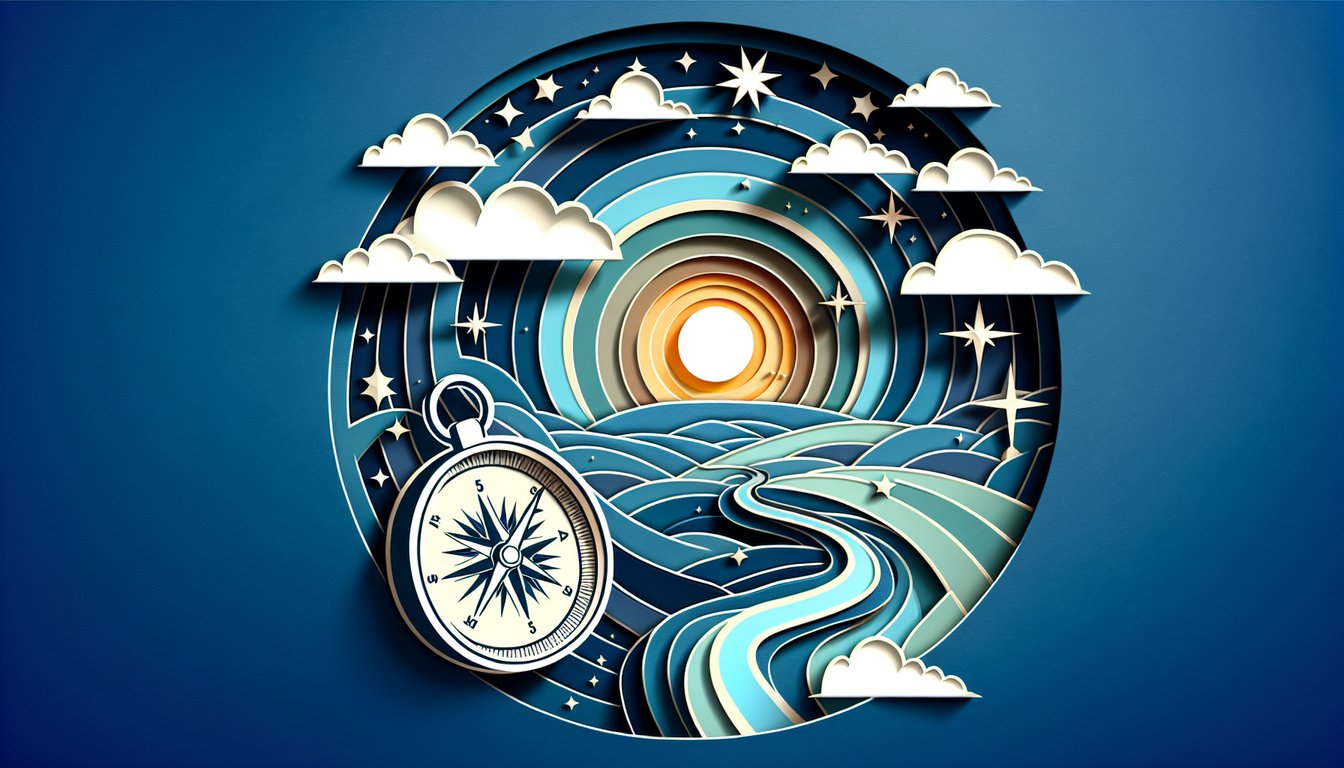 Paper art illustration for destiny quiz on dark blue background