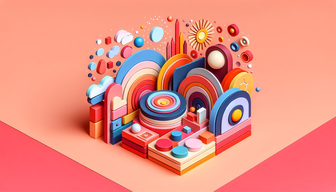 Paper art illustration for spirit color quiz on a coral background