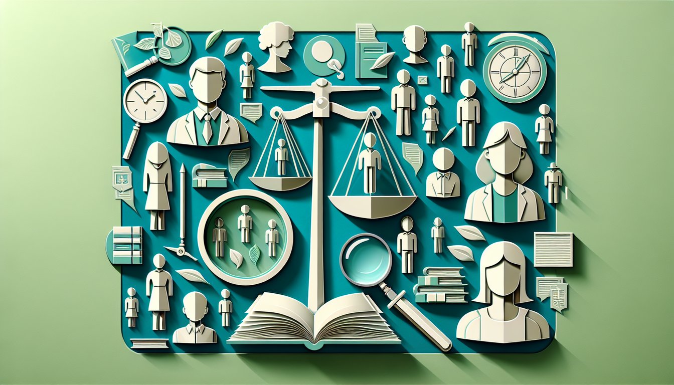 Papercut style character holding quiz card surrounded by floating question marks on teal background