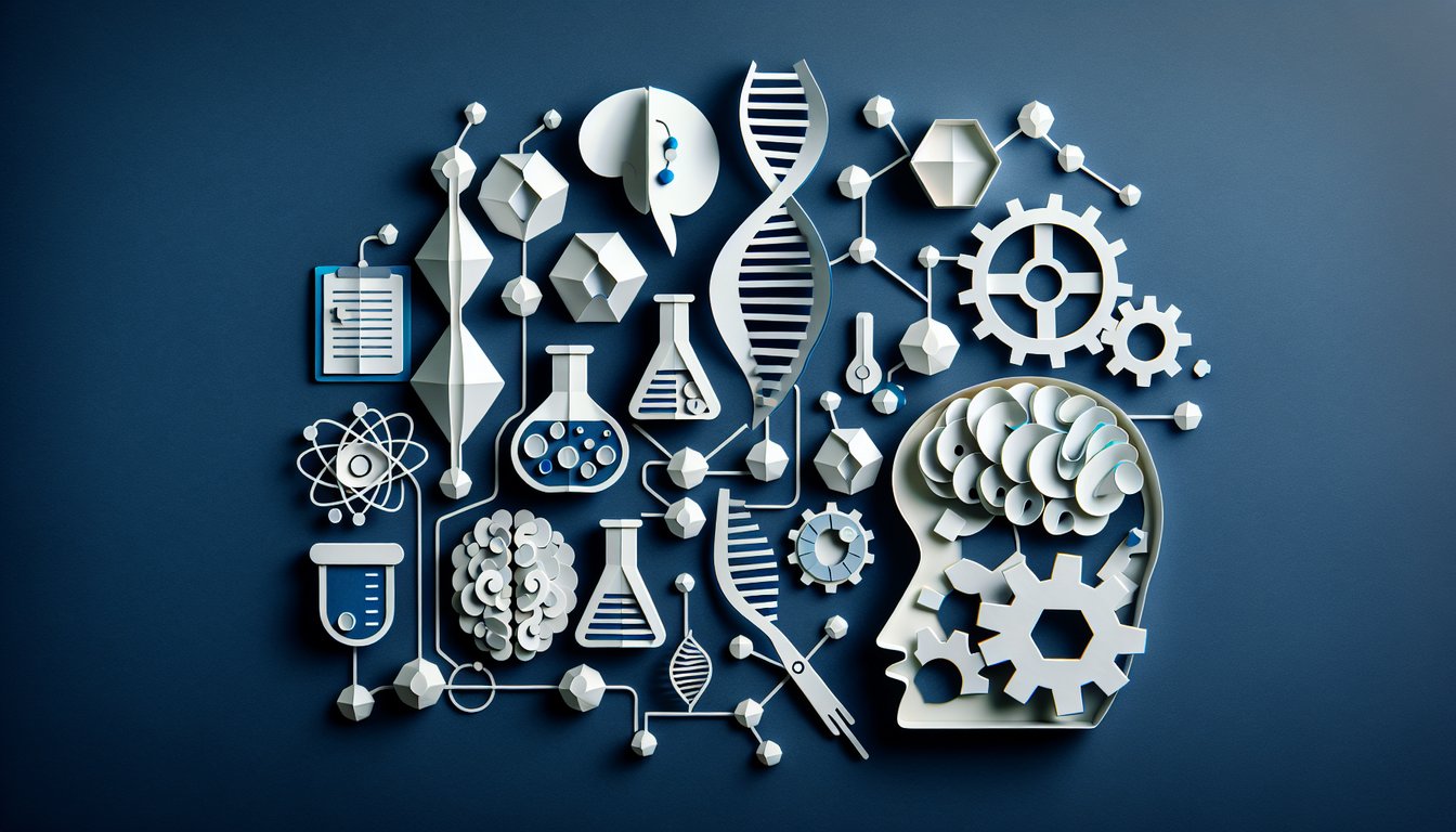 Paper art depicting trivia quiz for MCATest Mastery, a tool for pre-med student preparation.