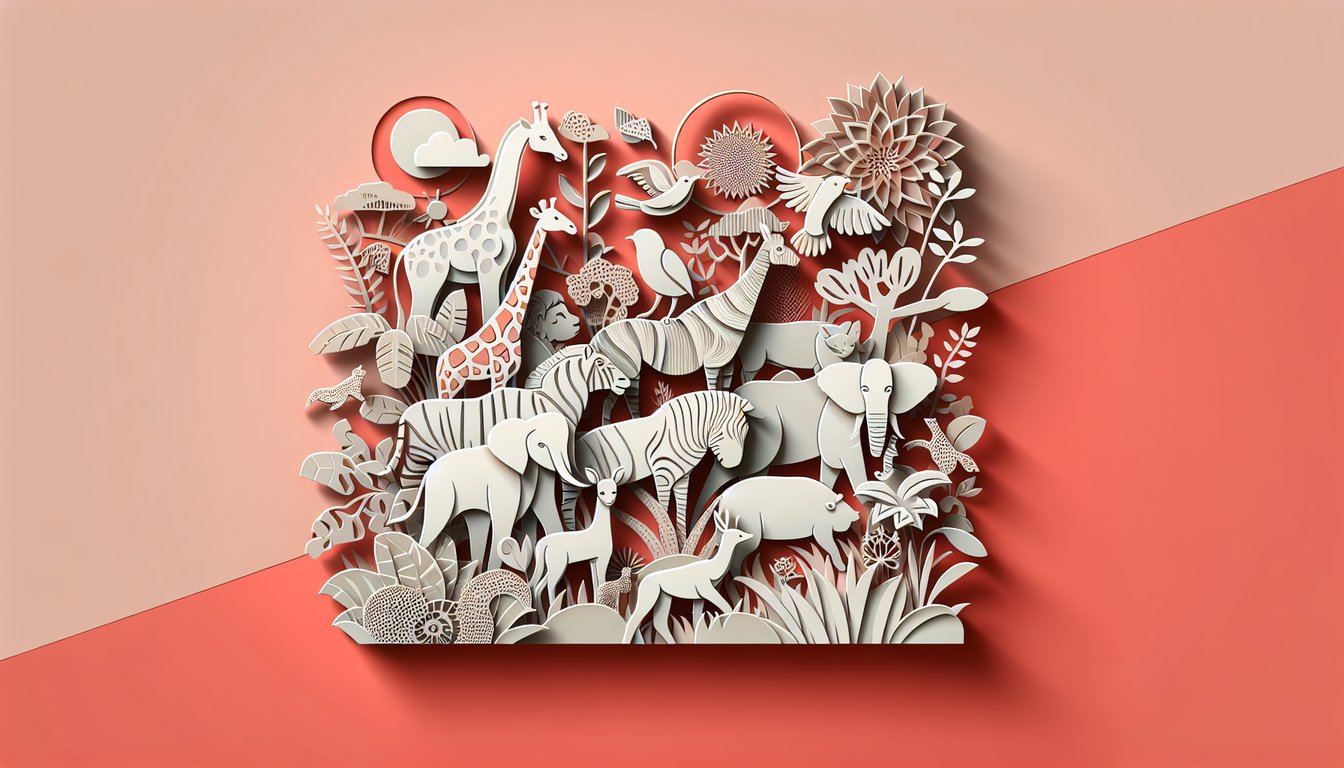 Beastars personality quiz paper art illustration on a coral background