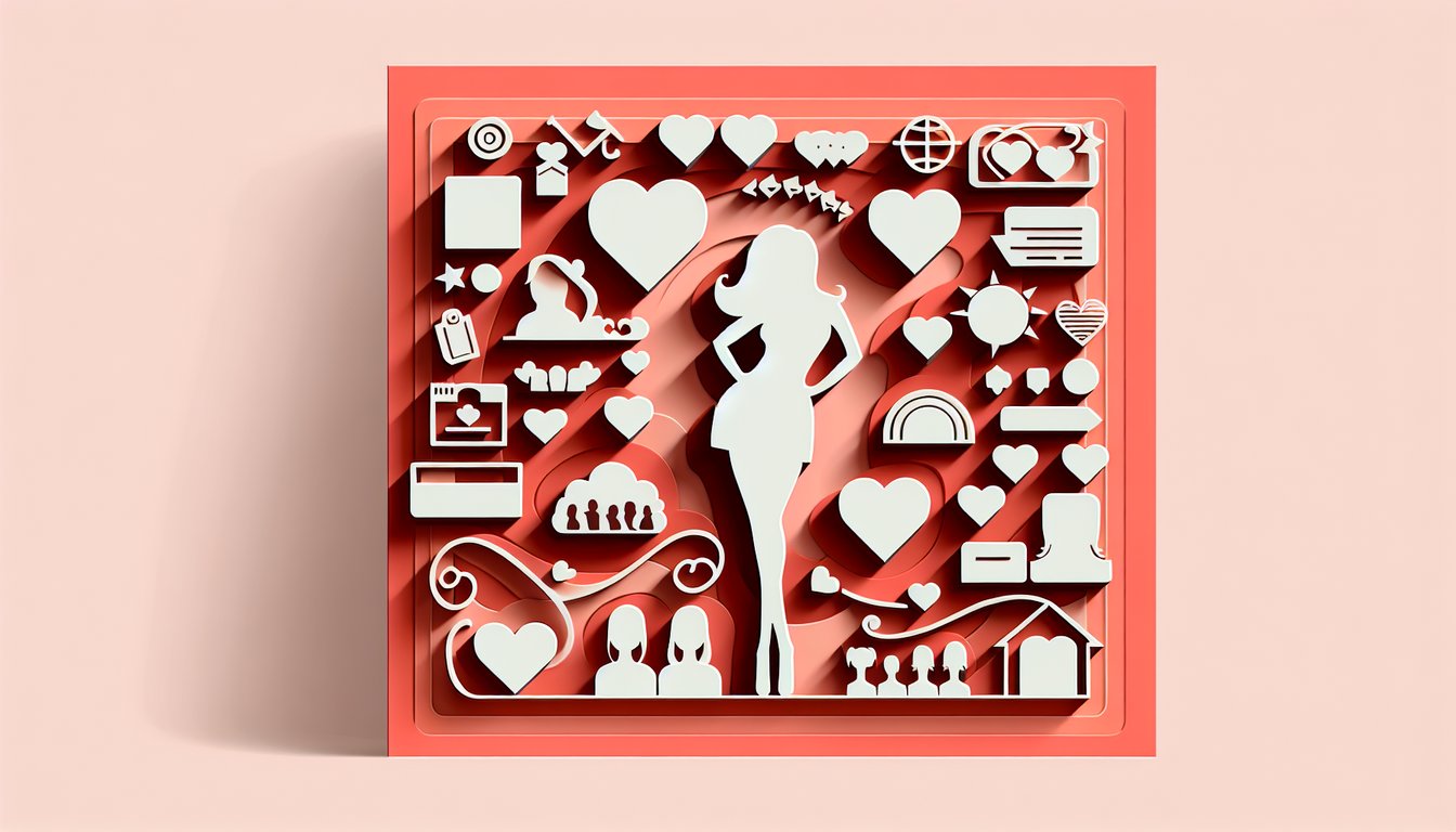 Paper art hearts magnifying glass coral background quiz on attracting a guy with personalized tips confidence bold love