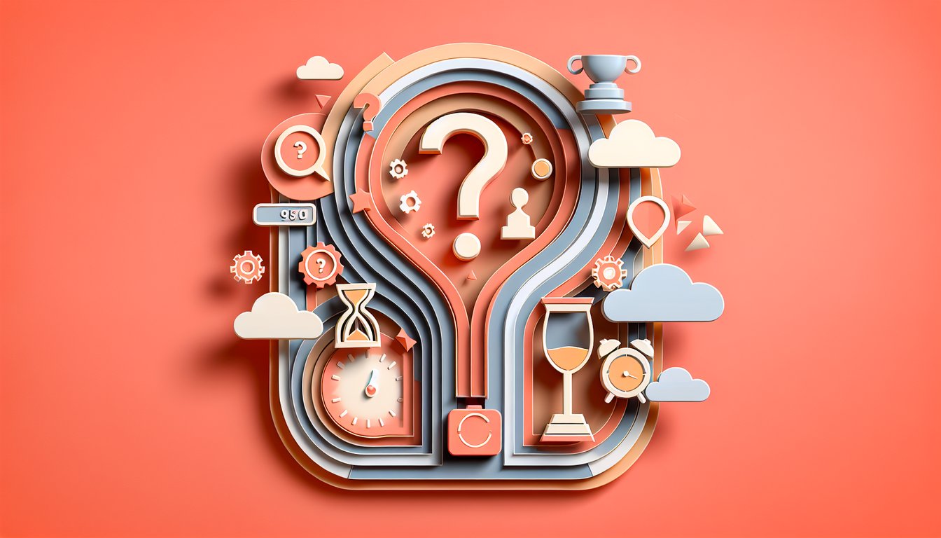 Paper art portrait Pat A Jen layered paper cutouts on coral background with bold quiz text test your knowledge