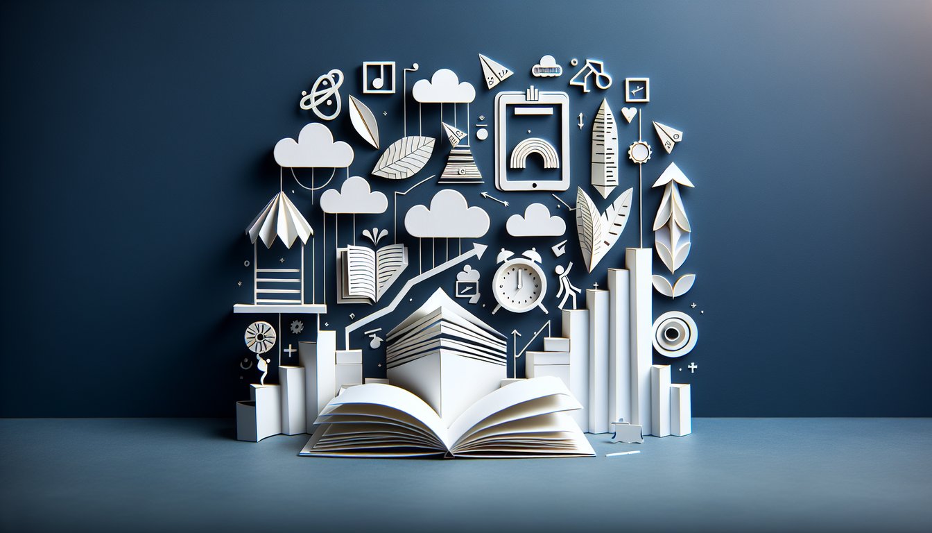 Paper art promoting the Online SHSAT Challenge, a practice quiz for 8th-grade and high school students.
