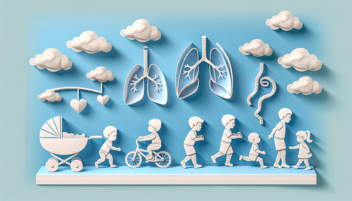 Illustration for pediatric NCLEX quiz on growth milestones and respiratory disorders on sky blue background