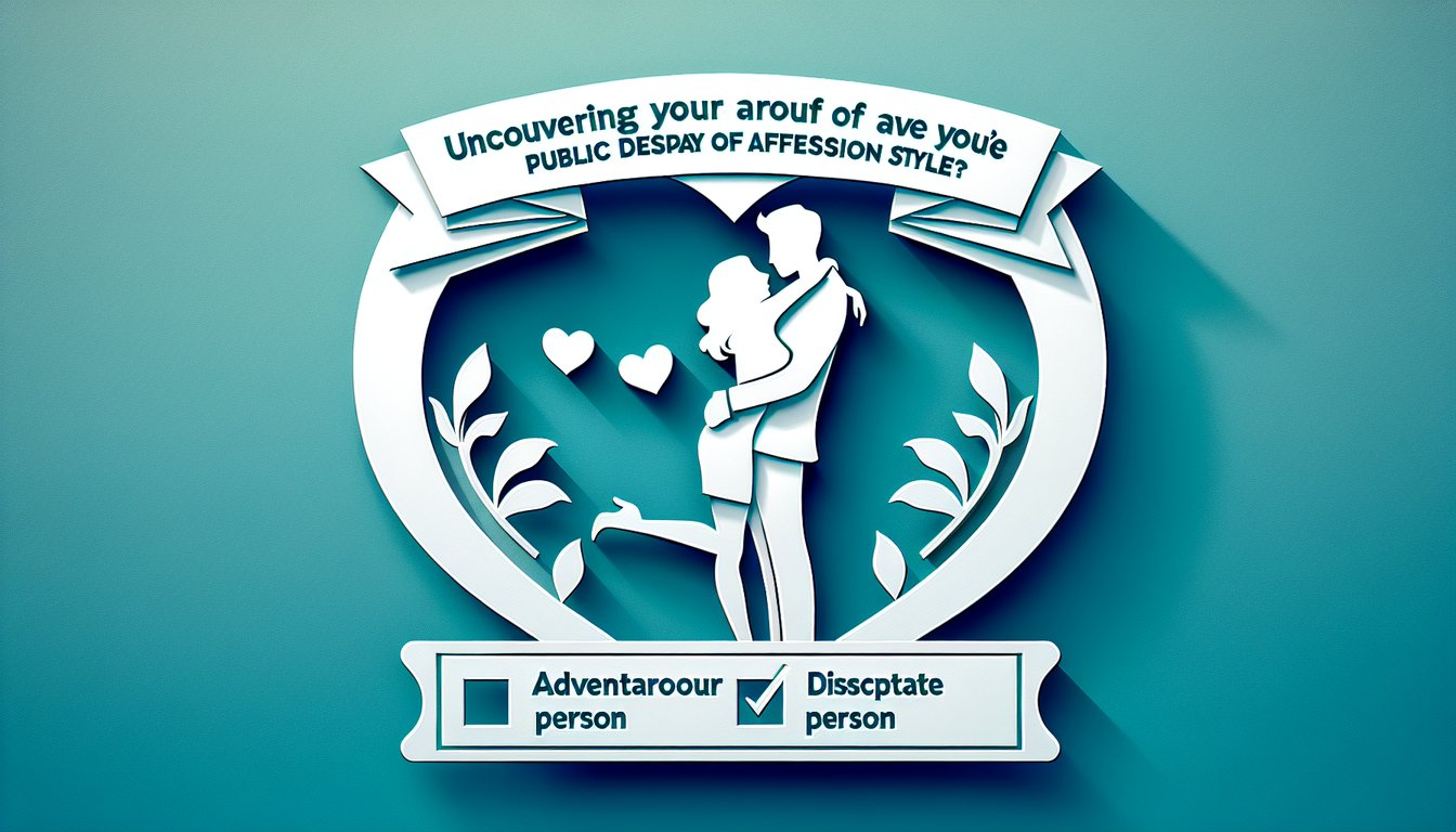 paper art illustration showing couples hugging holding hands with hearts on teal background for PDA quiz.