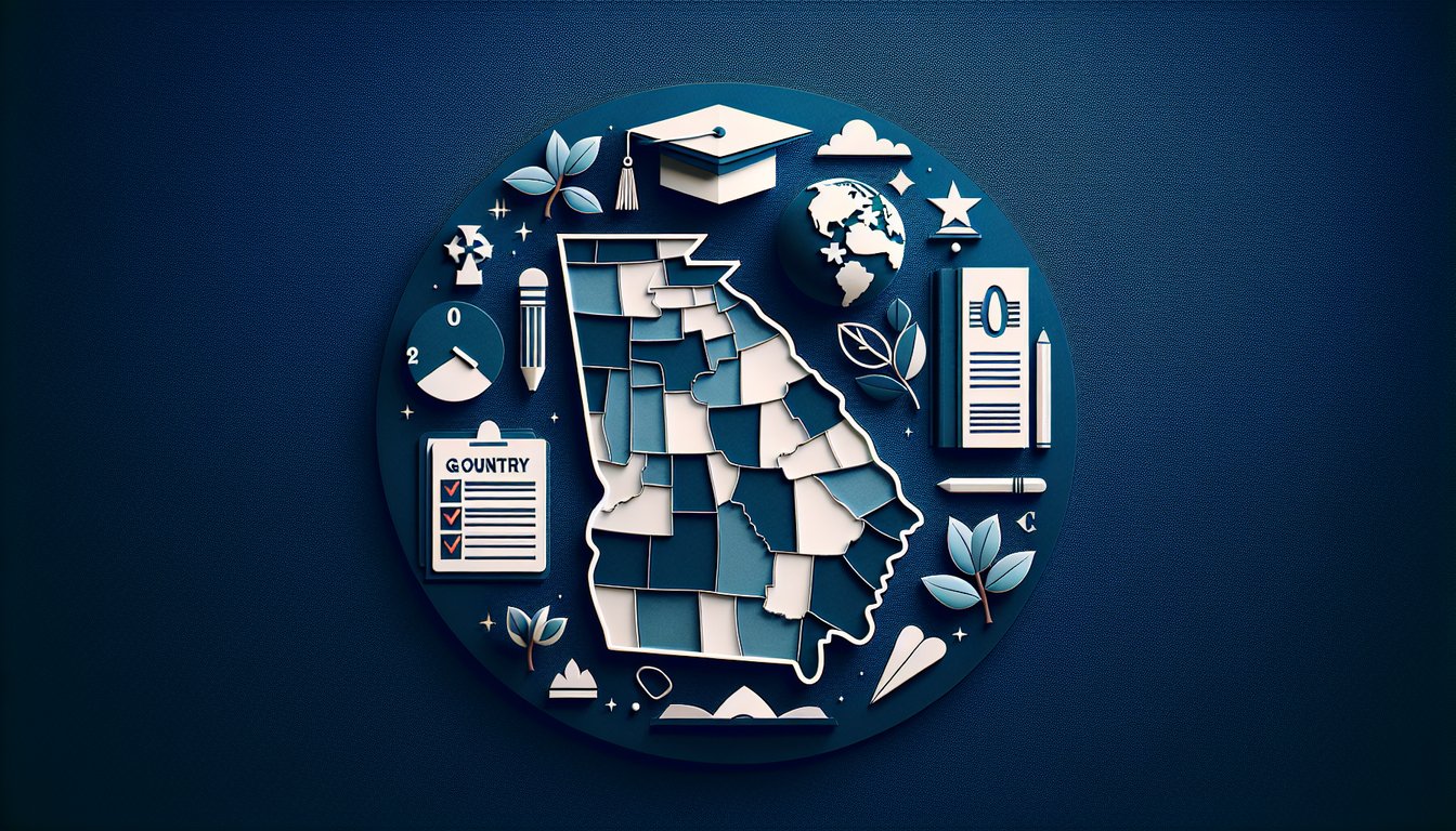 Paper art depicting Georgia County Challenge quiz for high school geography students.