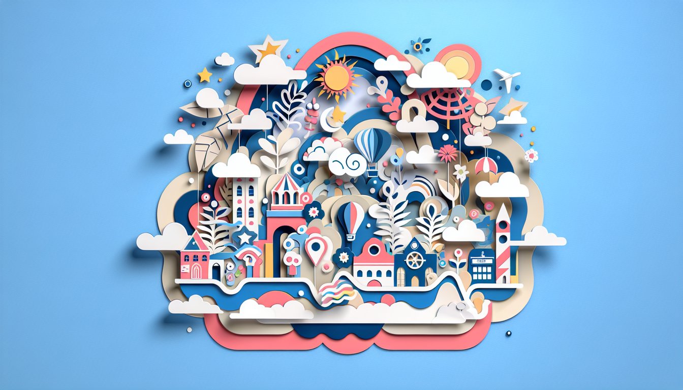 Colorful paper art illustration promoting a fun nickname personality quiz on a sky blue background.