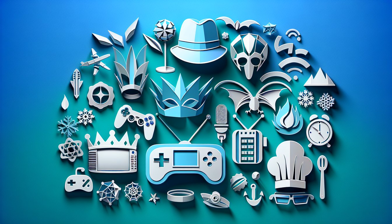 Paper art illustration of quiz theme ideal Netflix series with film reel remote question marks on teal background