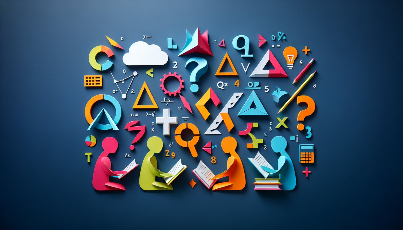 Paper art promoting Ace Module 7-10 practice quiz for high school math students.