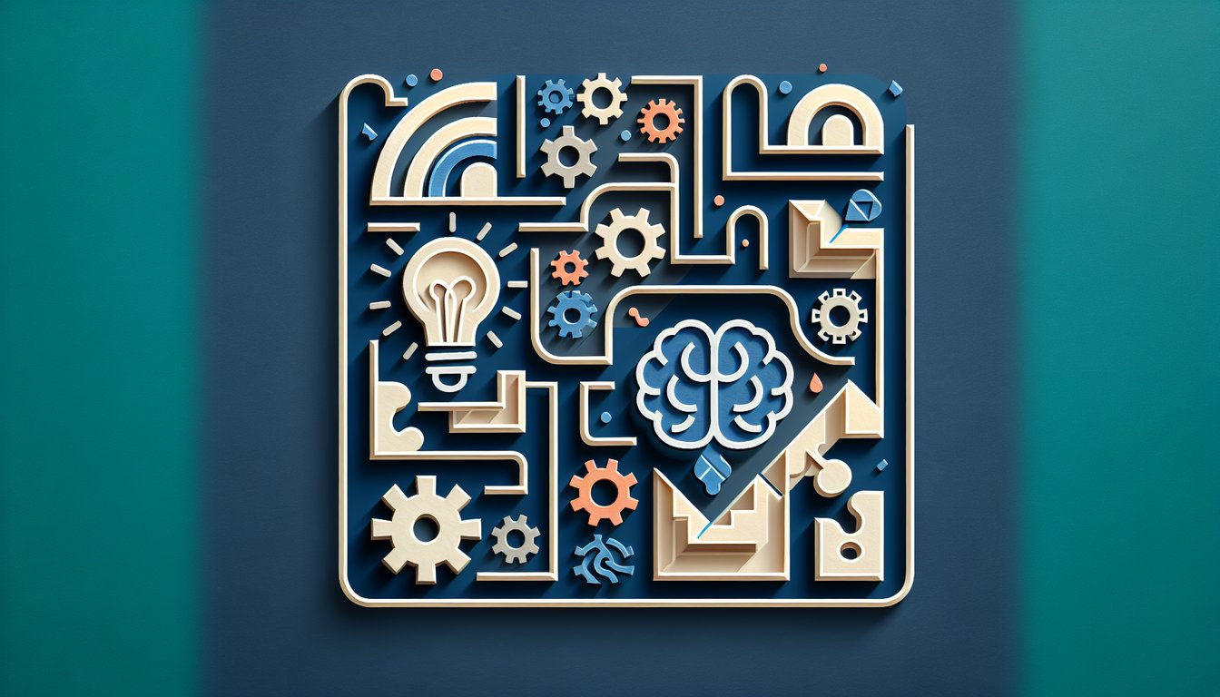 Paper art illustration of question marks and puzzle pieces on dark blue background inviting logical reasoning quiz challenge
