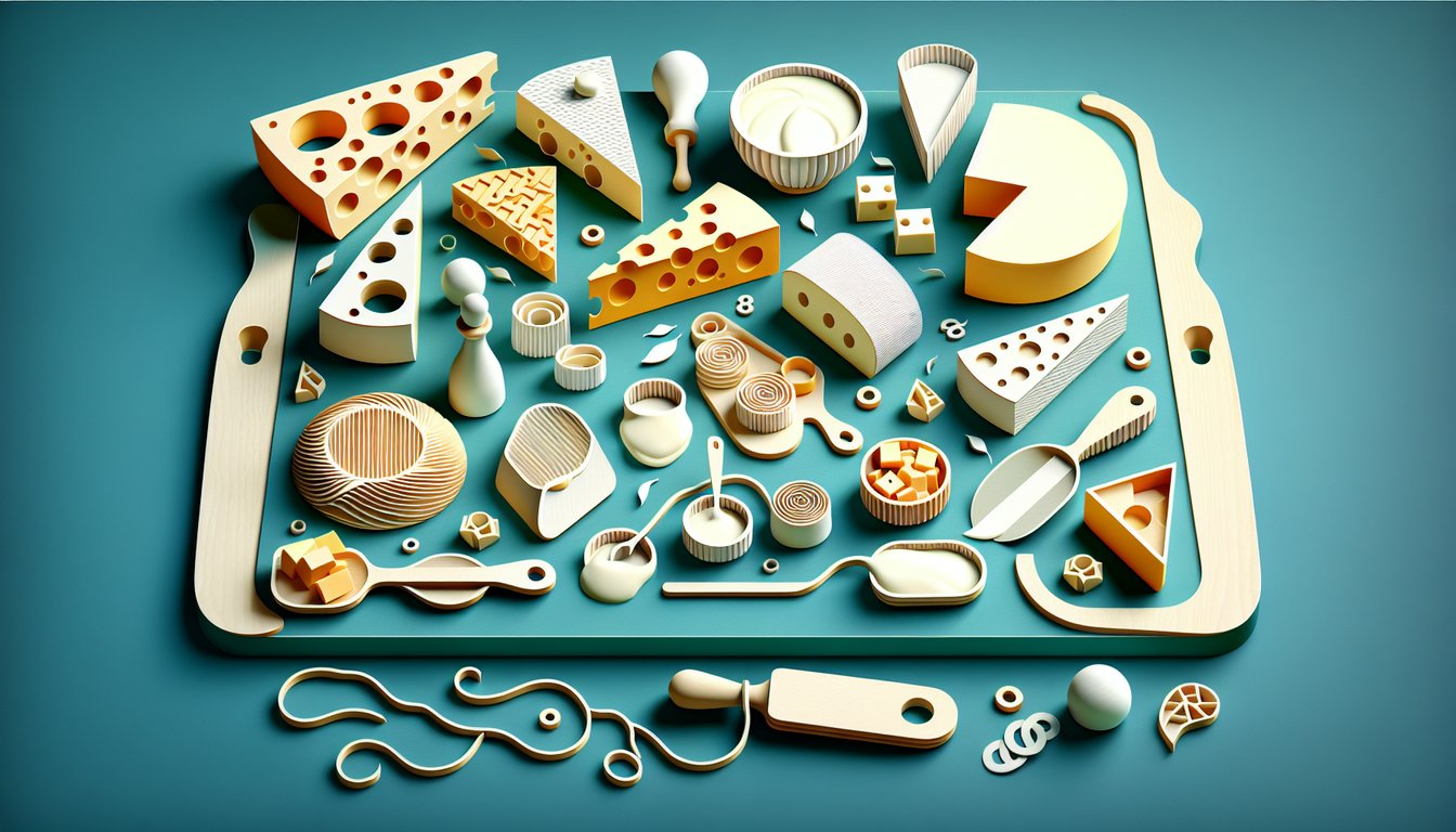 Teal backdrop with paper cut cheese wedges stacked beside bold quiz heading inviting cheese fans to test their obsession