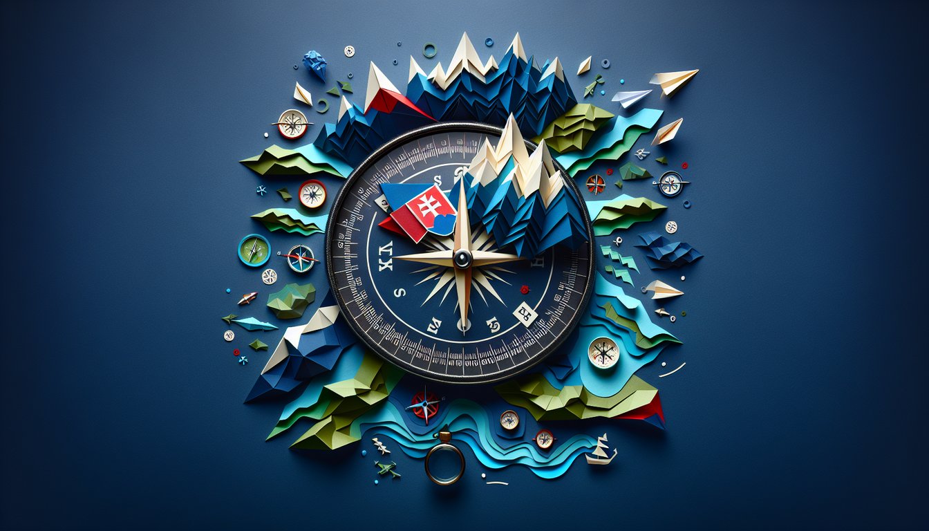 Colorful paper art depicting Slovak regional geography for an engaging quiz