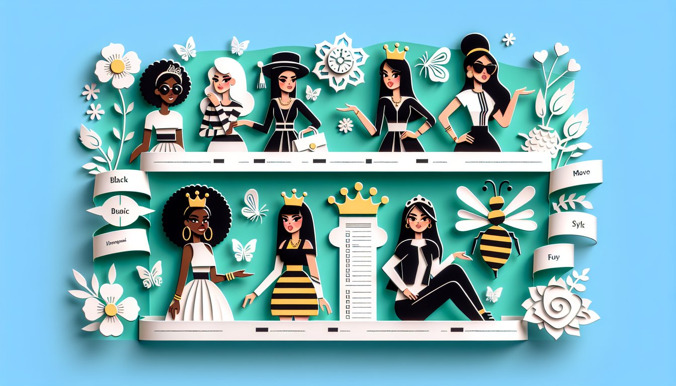 Paper art illustration for a personality quiz to discover your inner mean girl on a teal background