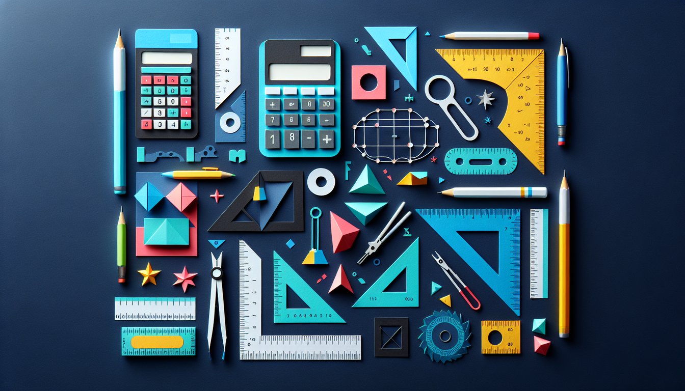 Colorful paper art promoting a Class 9 Mathematics Practice Quiz.