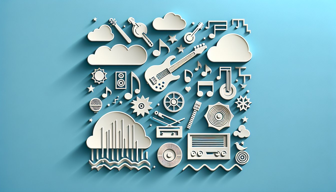 Paper art illustration for free Drake Parker quiz banner on sky blue background with cut paper shapes and bold text