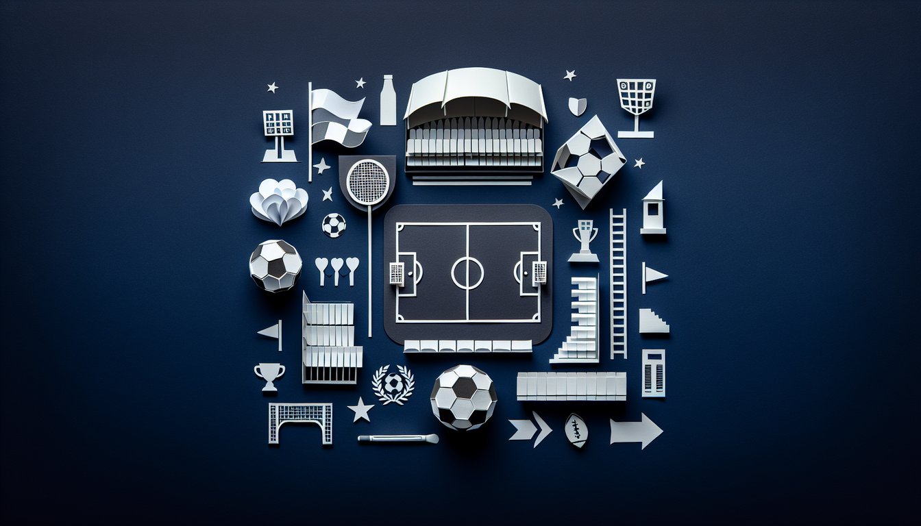 Colorful paper art depicting elements of a Football Club Season Trivia Quiz.