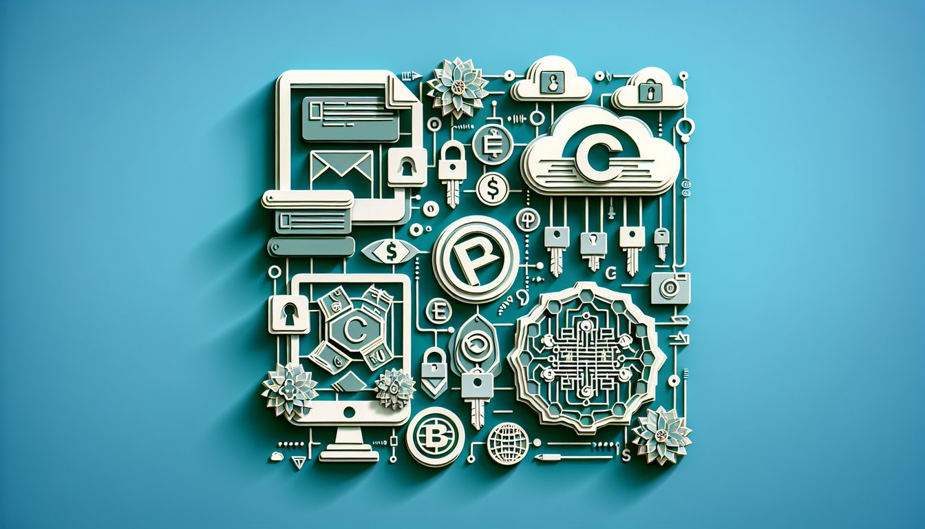 Paper art padlock key code symbols on teal background for cryptography quiz on digital signatures DES symmetric key