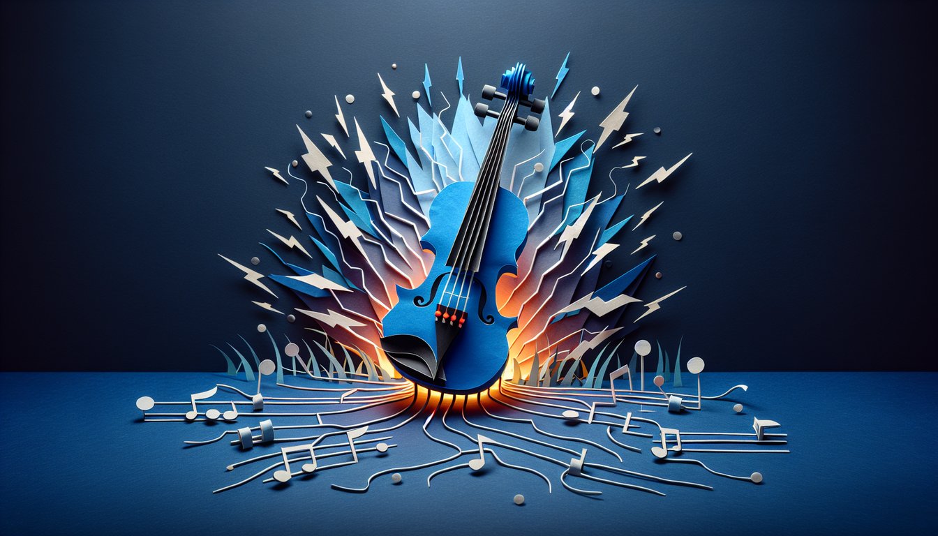 3D voxel art showcasing an Electric Violin course with a high-quality digital representation.