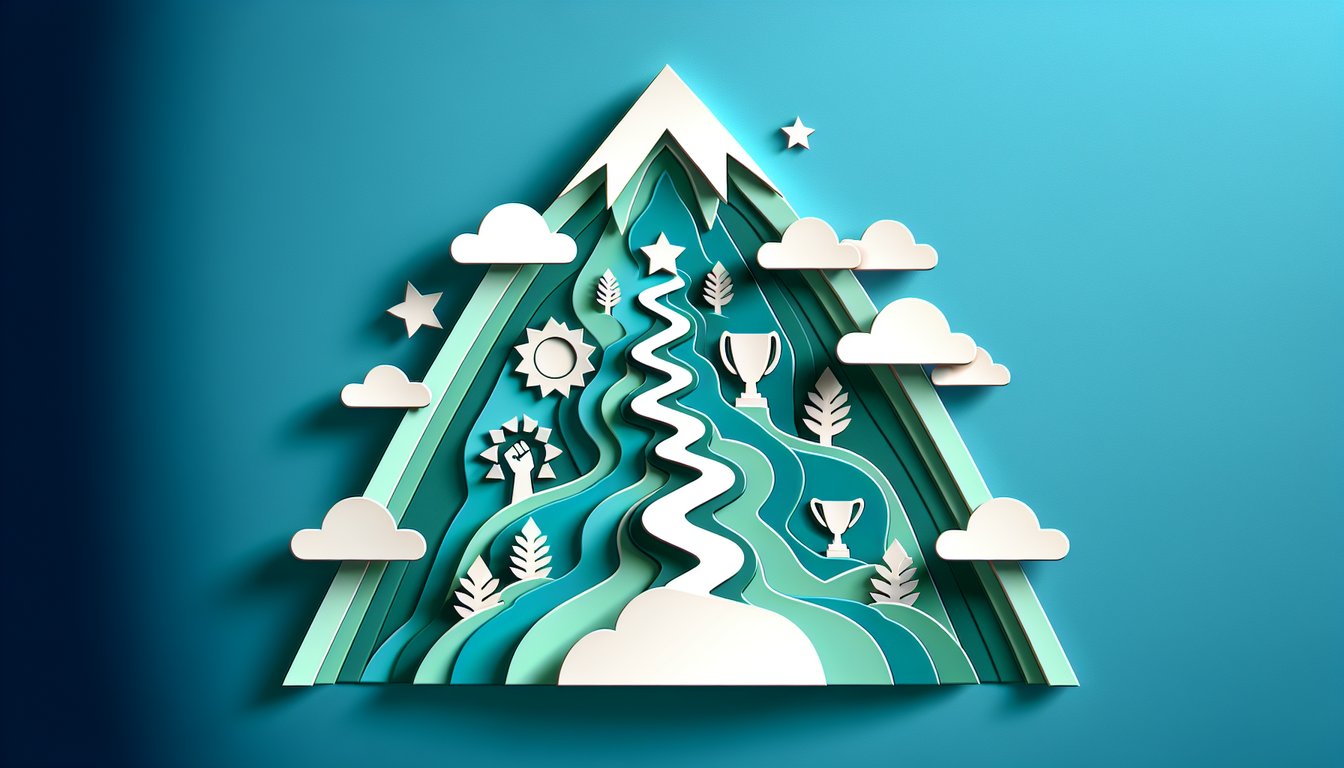 Paper art illustration promoting a free confidence test with quick questions to boost self-esteem on teal background.