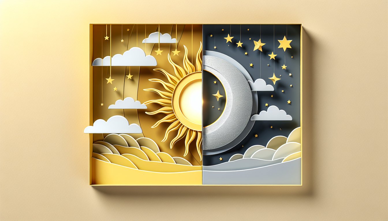 Paper art illustration for Team Jacob vs Team Edward quiz on golden yellow background