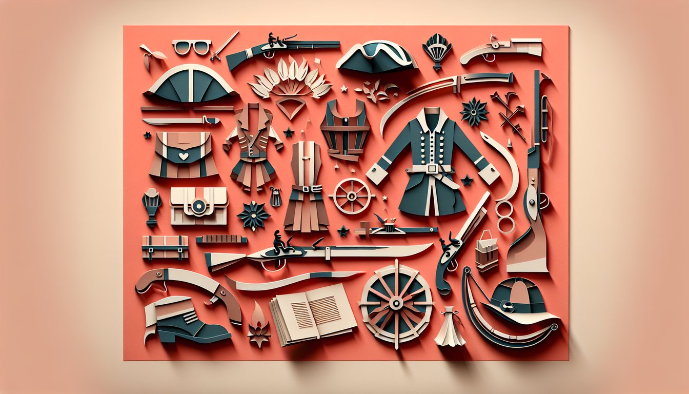 Paper art illustration three Assassins Creed III characters Connor, Haytham, Achilles on coral background with quiz text
