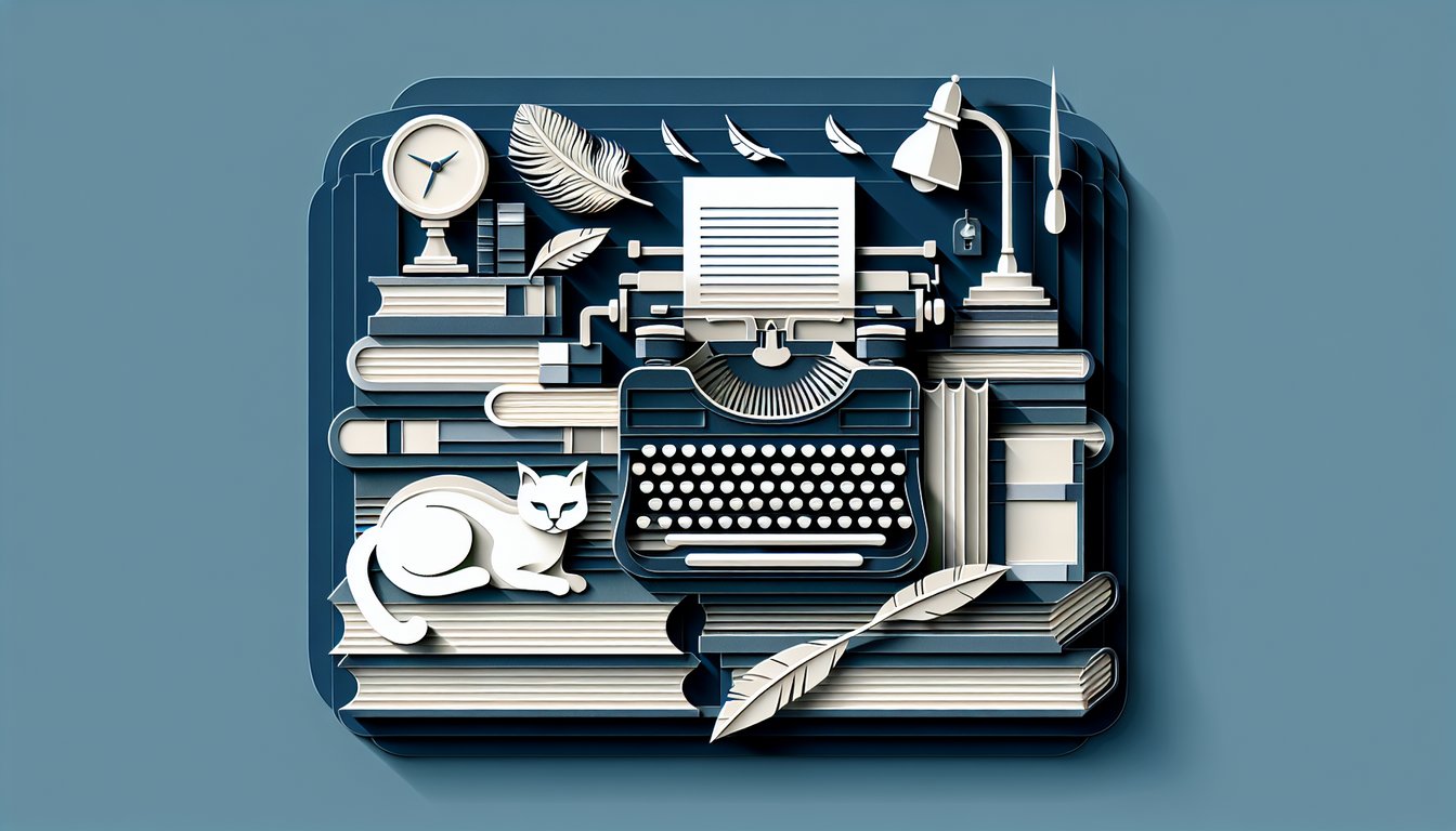 Paper art illustration for T.S. Eliot quiz on dark blue background