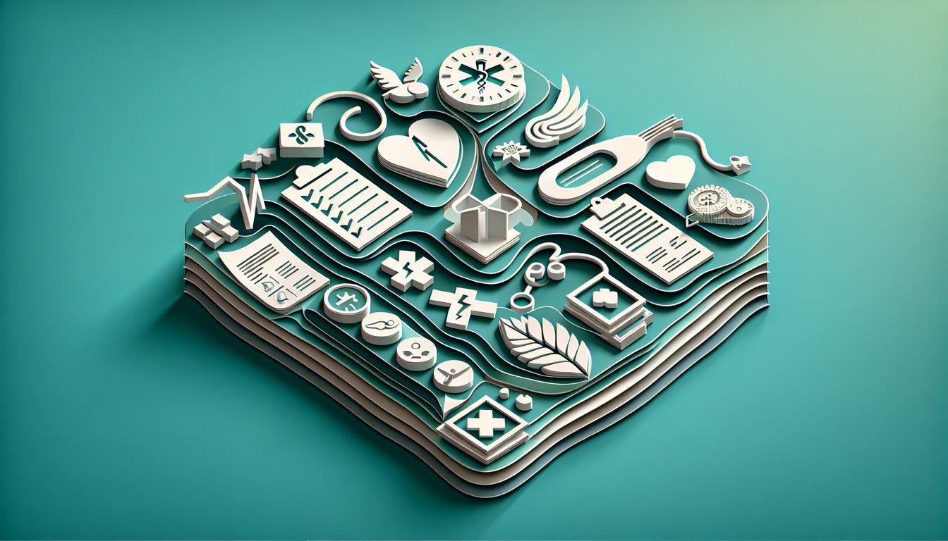 Paper art illustration for MSPQ Questionnaire quiz on Medicare rules and responsibilities on teal background