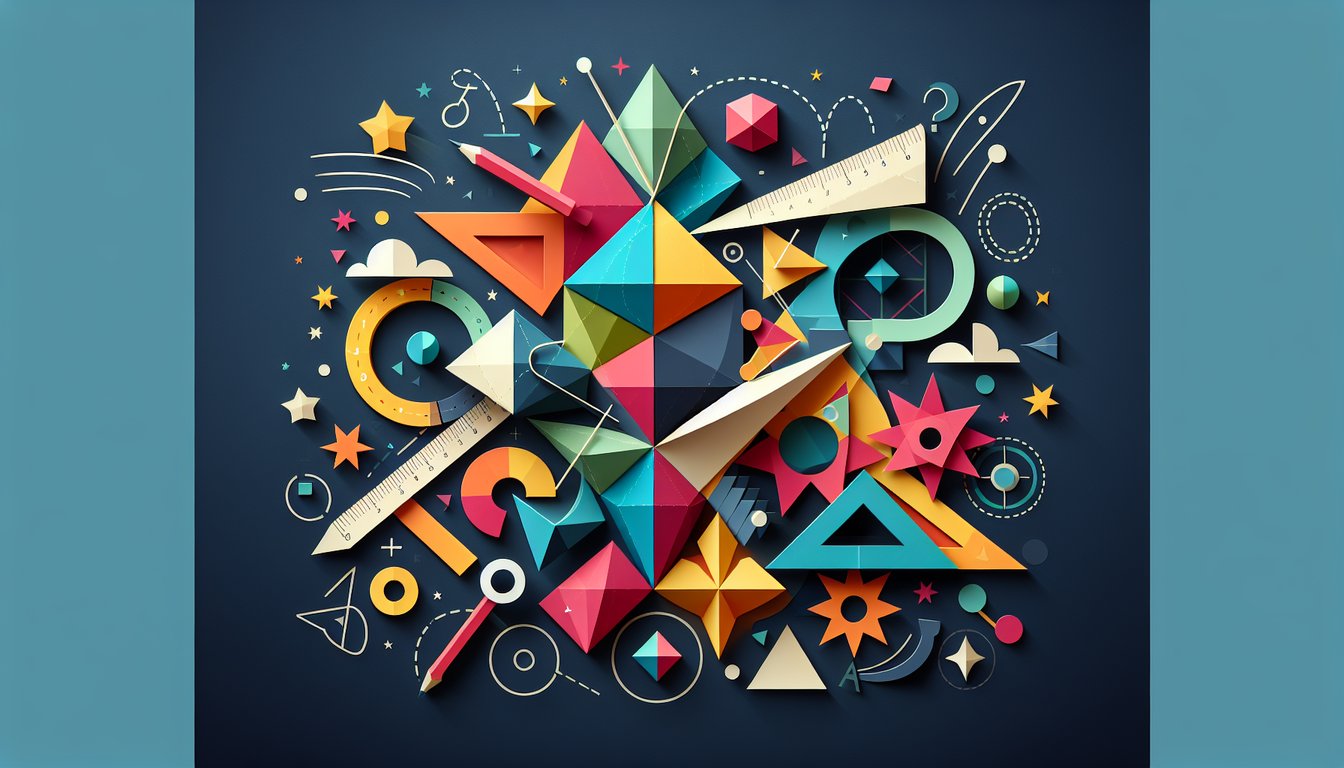 Paper art promoting The Leap 2025 Geometry Challenge quiz for high school students