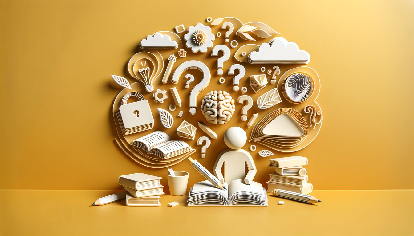 Paper art illustration for Nouns and Pronouns Practice Quiz on a golden yellow background