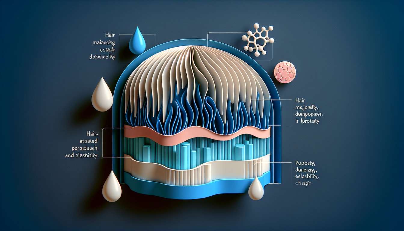Paper art illustration for Hair and Scalp Properties quiz on dark blue background