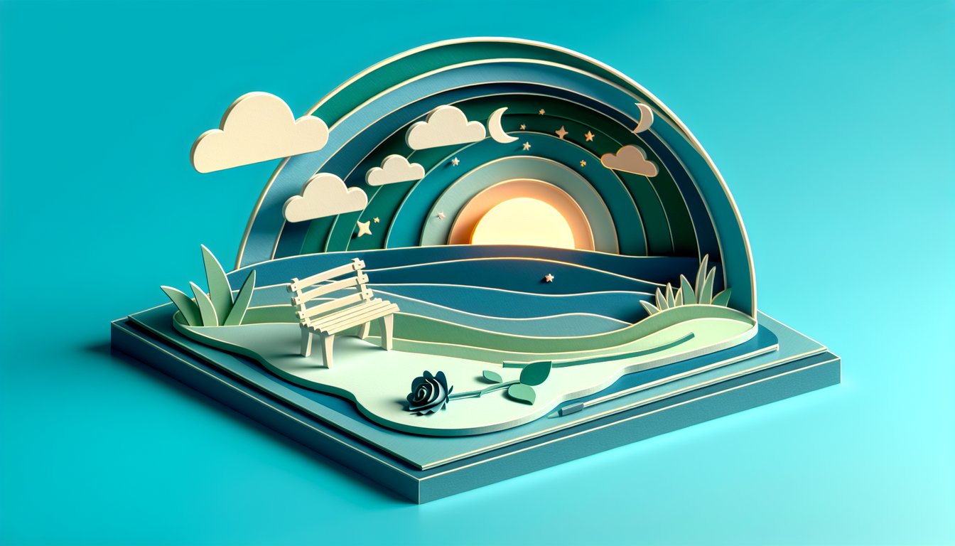 Paper art illustration for Does My Ex Miss Me quiz on a teal background