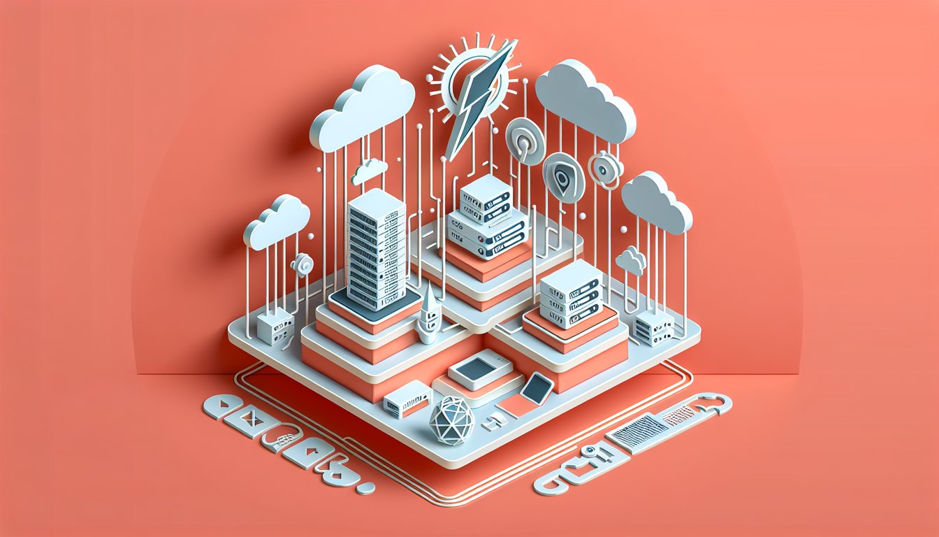 paper art illustration network quiz on coral background with cables routers chips question marks and certification medal icons