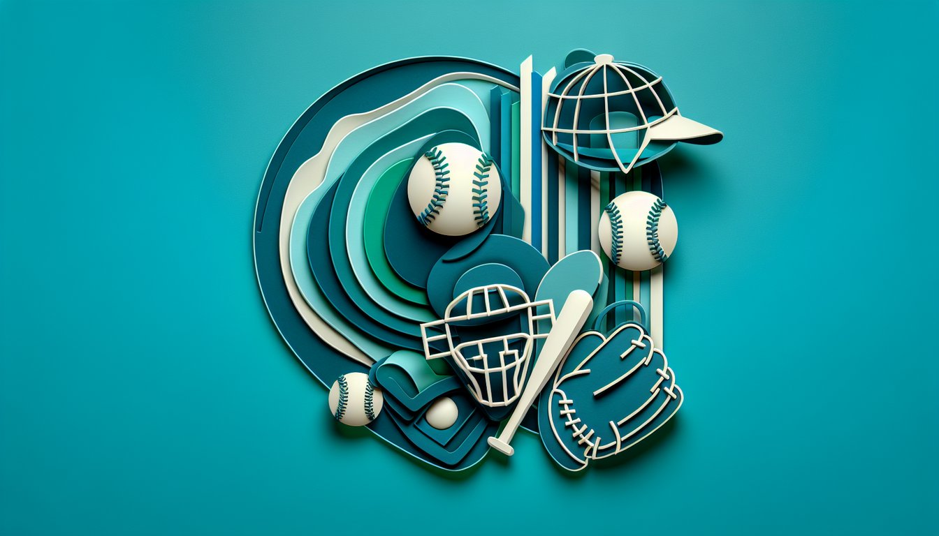 Paper art illustration for North Regina Little League Umpire Exam quiz on teal background
