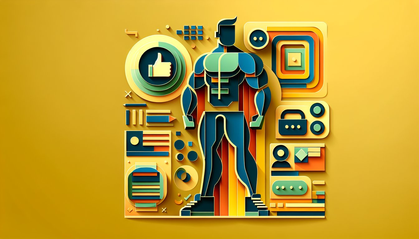 Paper art illustration of stylish chiselled male figure in sunglasses and cape, with quiz title on golden yellow background