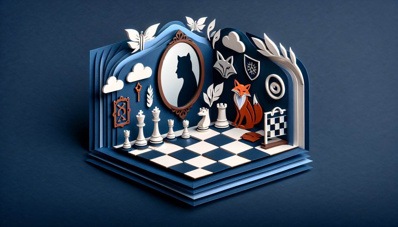 Paper art illustration for Machiavellianism personality test on dark blue background
