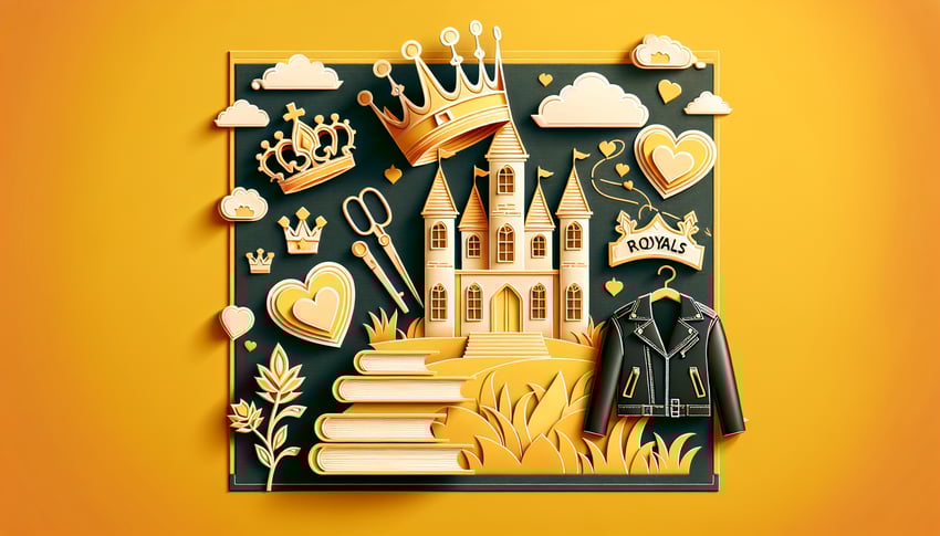 Paper art illustration for Ever After High personality quiz revealing royal or rebel status at fairy tale school on golden yellow background.