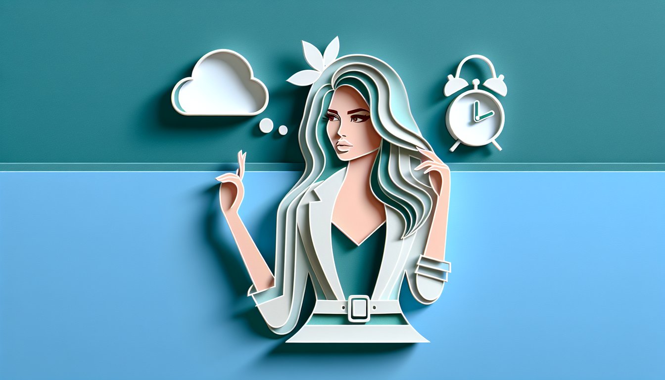 Paper art illustration for Kim Kardashian trivia quiz on a teal background