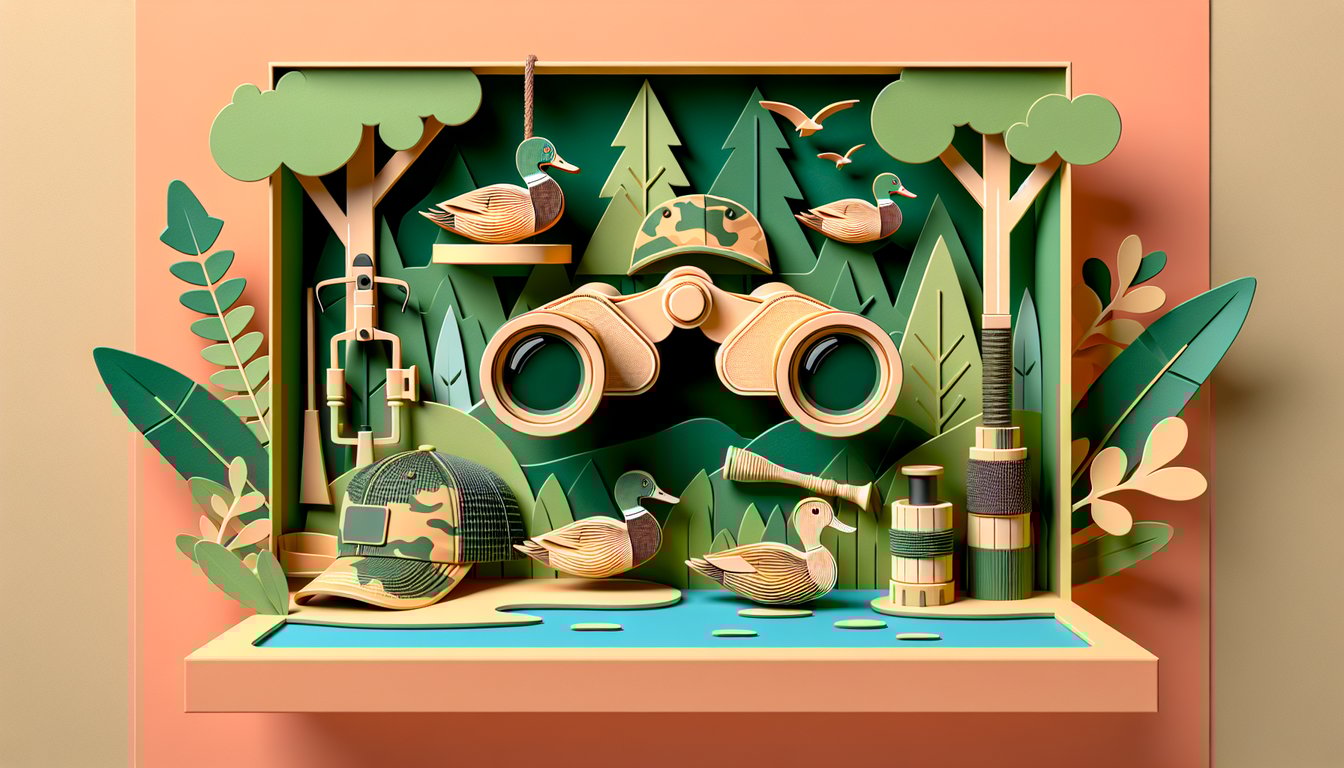 Paper cutout art shows bearded clan members in camo hats flanked by duck silhouettes and quiz text on coral background