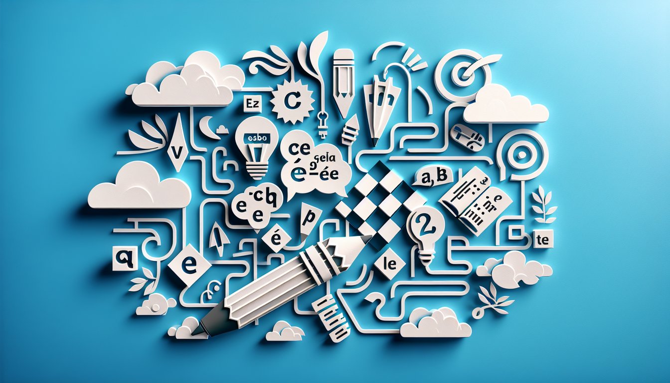Paper art free Spanish -AR -ER -IR verbs quiz on sky blue background challenge conjugation skills score instantly
