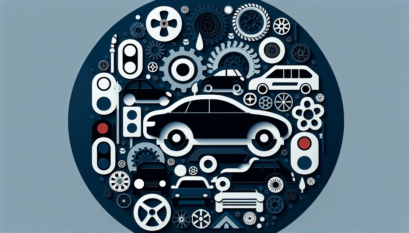 Colorful paper art displaying various car logos for an identification quiz