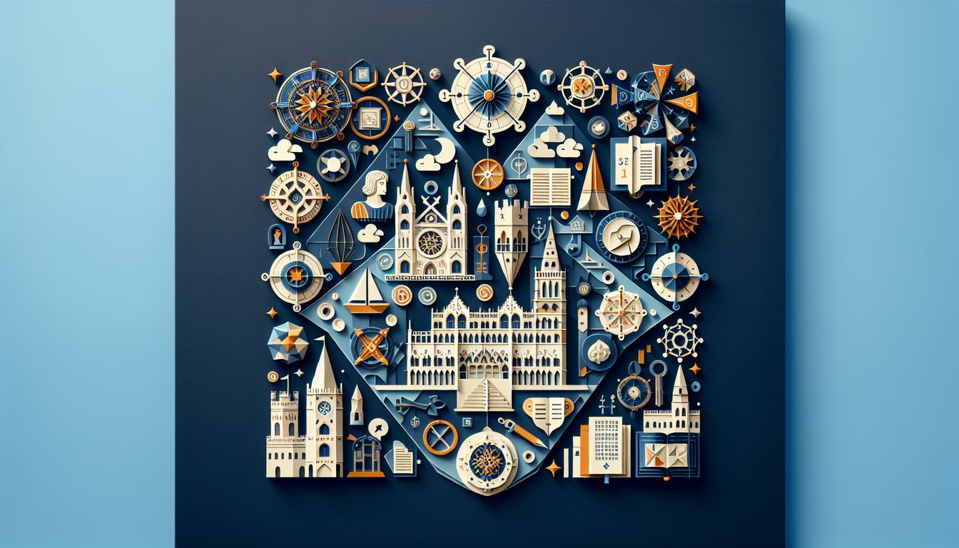 Renaissance-themed paper art representing a trivia quiz for high school exam preparation.
