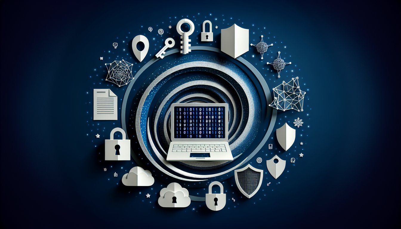 Paper art depicting a cybersecurity essentials quiz for high school students.
