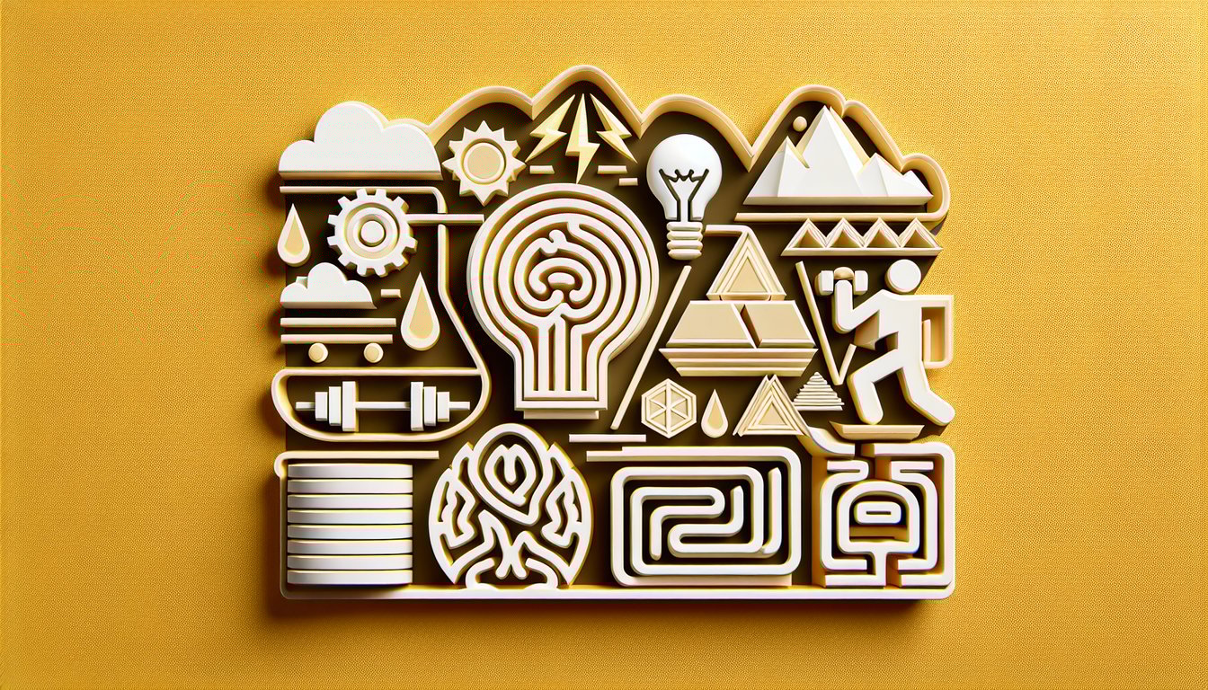 Paper art illustration for How Strong Am I quiz testing physical and mental strength on a golden yellow background.