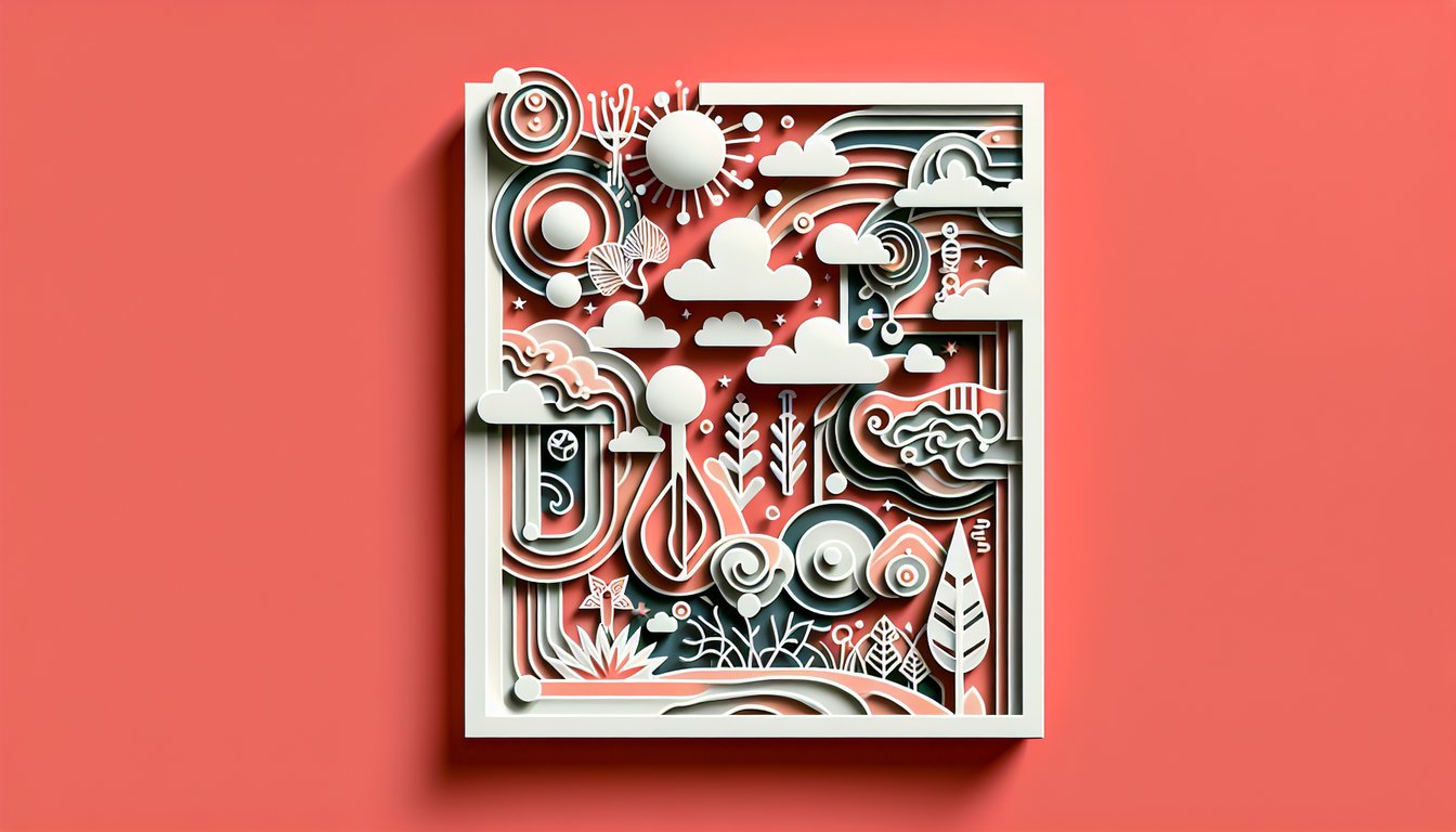 Paper art book covers arranged on coral background hinting at iconic teen fiction novels quiz