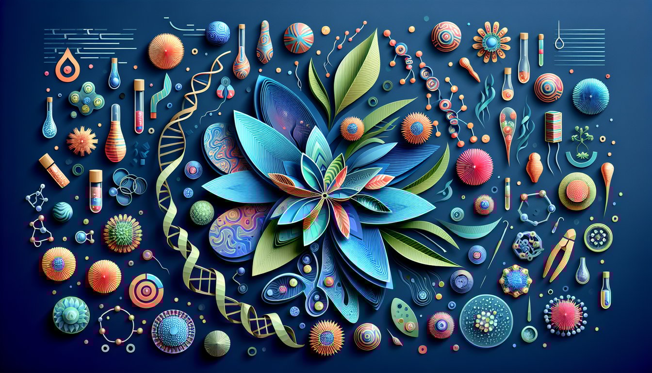 Colorful paper art promoting Evolution Unleashed, a high school evolutionary biology quiz.