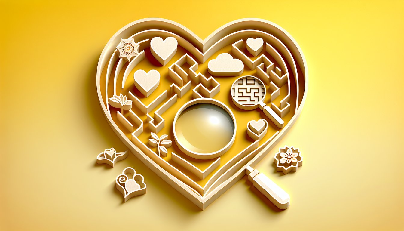 Paper art quiz graphic spotting if your crush does not like you discover hidden signs next steps on golden-yellow background